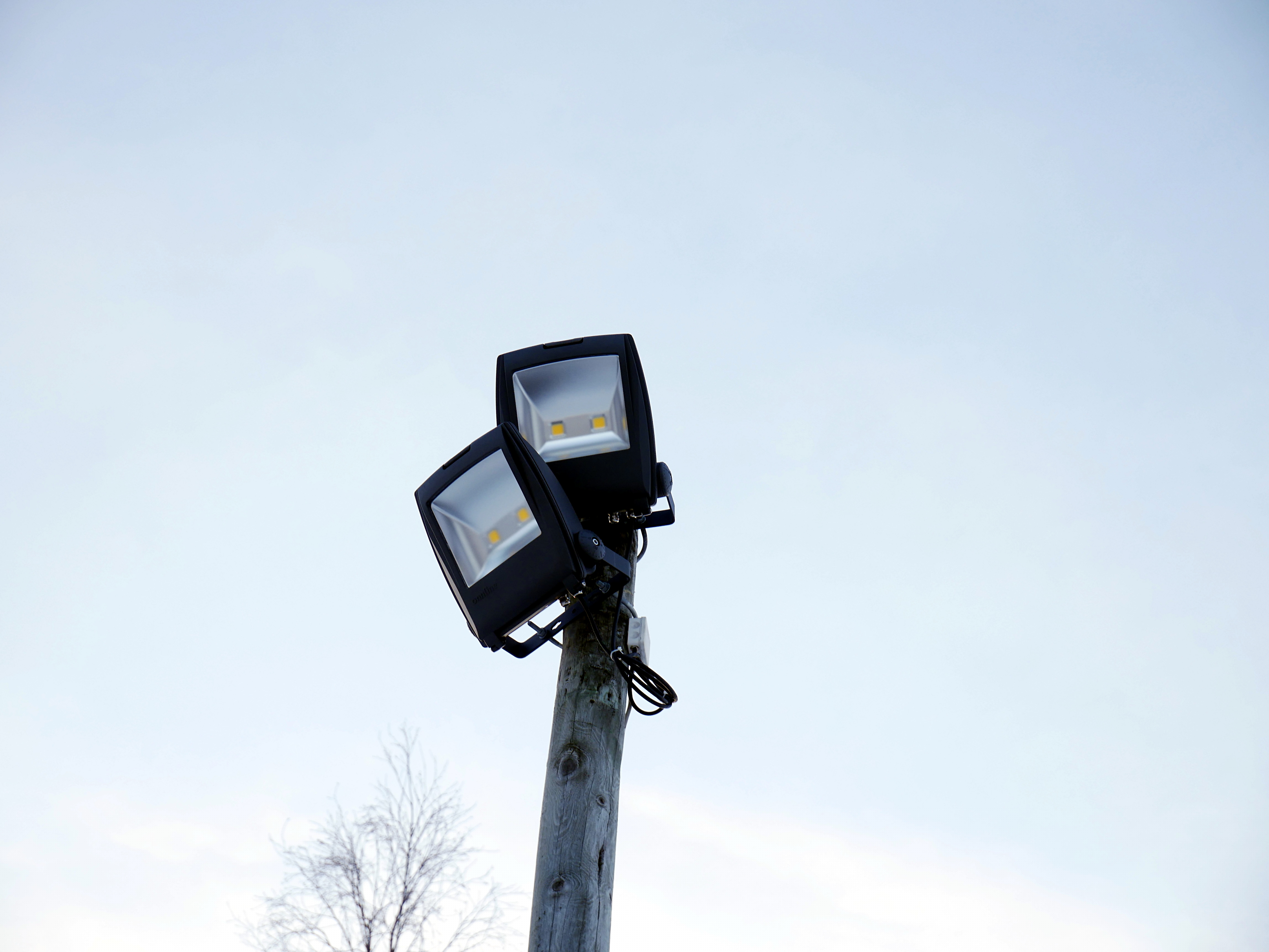 Installed LED floodlights
